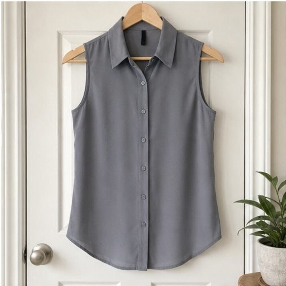 Gray Button Blouse